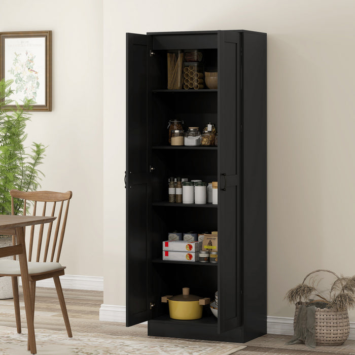 HOMCOM Armoire de rangement avec etageres, placard de garde-manger, noir