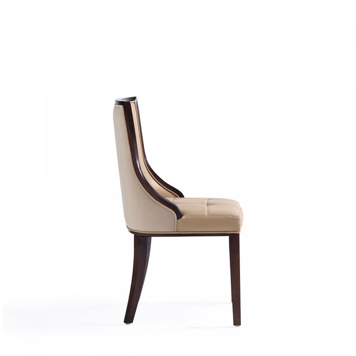 Chaise de salle a manger traditionnelle en bois avec revetement en tissu beige Fifth Avenue - Lot de 4