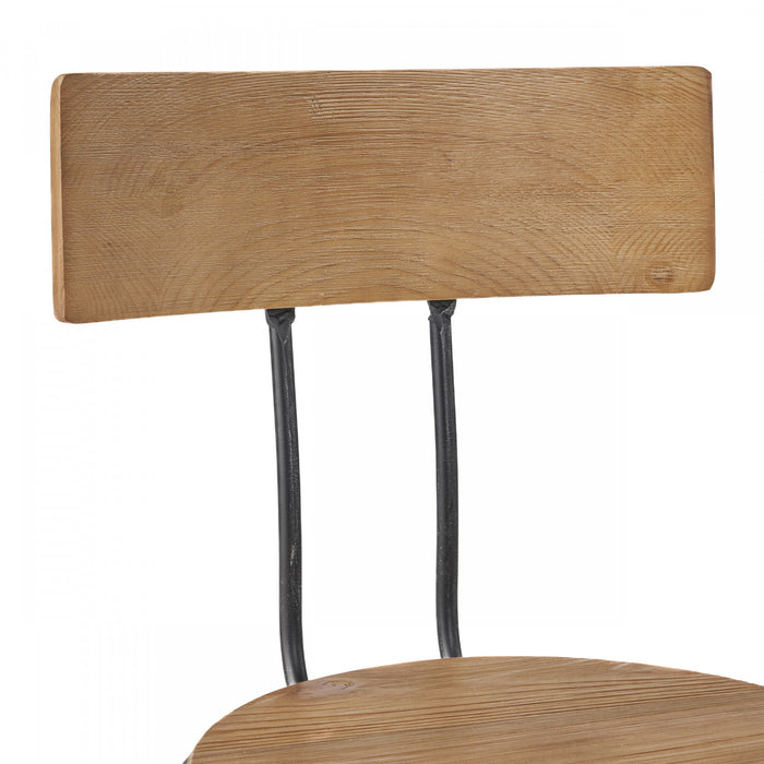 Tabouret De Bar Milo à Hauteur Ajustable, Assise En Bois De Sapin, Structure Métallique - Fini Naturel