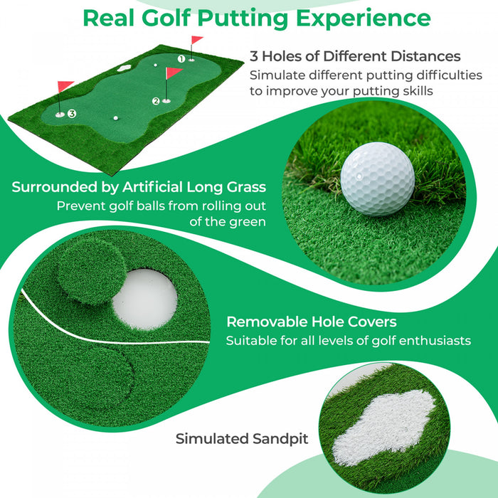 Costway 10 X 5 Ft Golf Mettant Vert Tapis D'entrainement Professionnel De Golf Avec 2 Balles De Golf