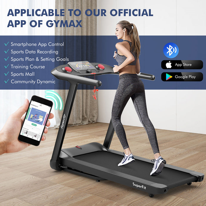 Tapis De Course Pliable Superfit 4,81 Cv Avec Programmes Predefinis Ecran Tactile Voix/application/telecommande