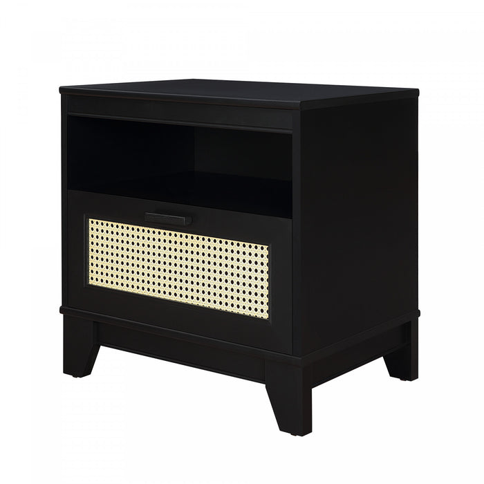 Table de nuit Sheridan style milieu du siecle 56 cm en noir (1 tiroir) - Lot de 2