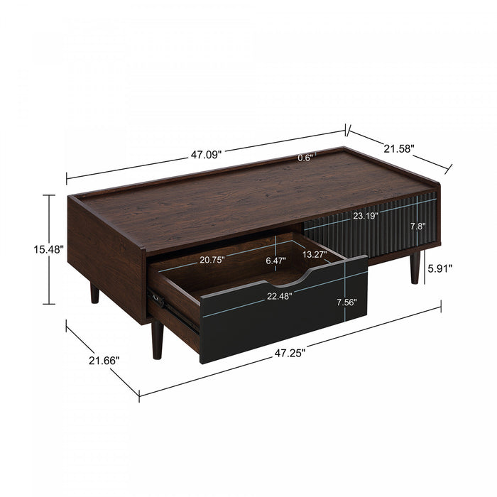 Ensemble de 2 tables Duane style milieu du siecle moderne : table basse et table d’appoint, noir