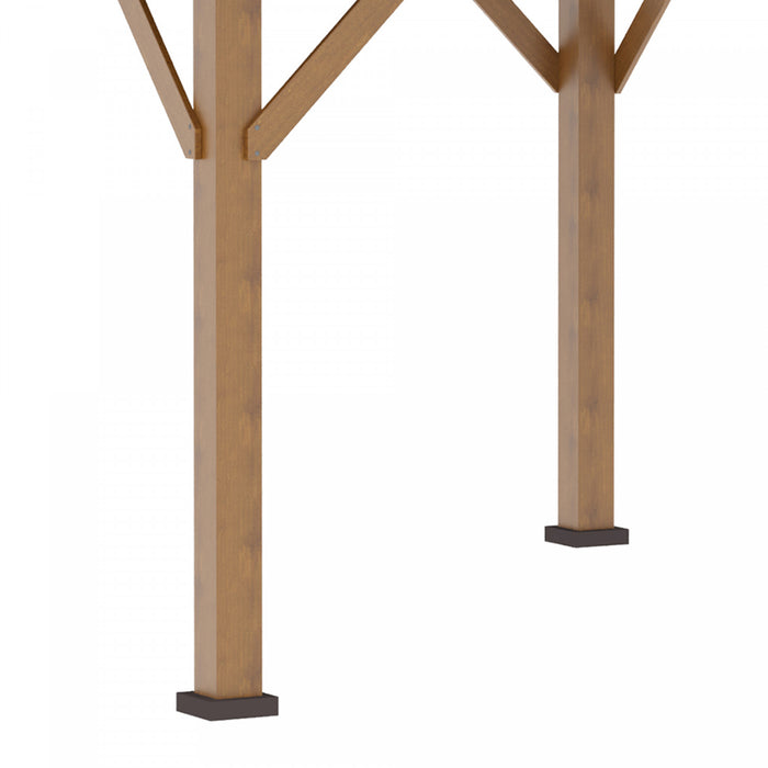 Outsunny 12' X 12' Tonnelle De Jardin A Toit Rigide Auvent Exterieur En Metal Galvanise Avec Double Toit Pour Pelouse, Au Bord De Piscine, Noir