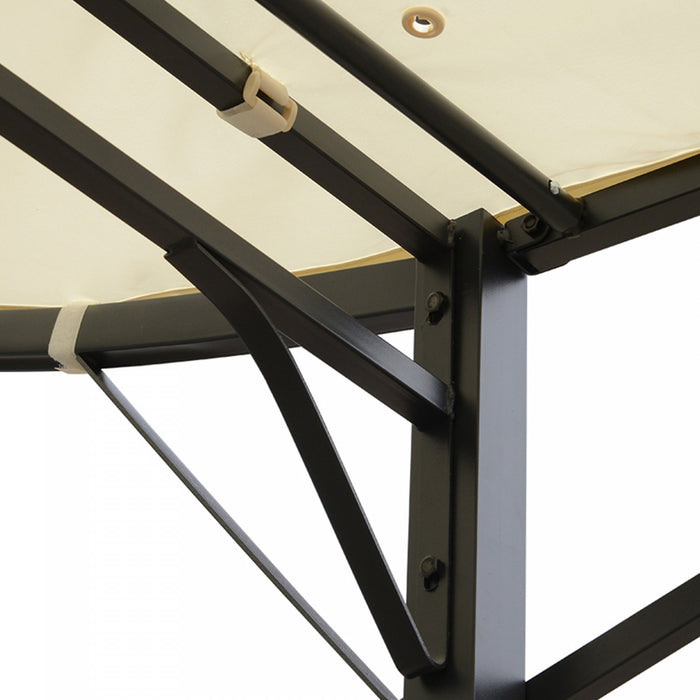 Outsunny 10x8pi Tonnelle De Terrasse En Metal Avec Auvent Lateral Extensible Abri Exterieur Jardin Pare-soleil Auvent Pont Porte Fenetre Auvent Creme Blanc