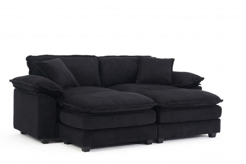 Liam Canape modulaire confortable Cloud 84,6\" avec revetement en velours cotele, Noir