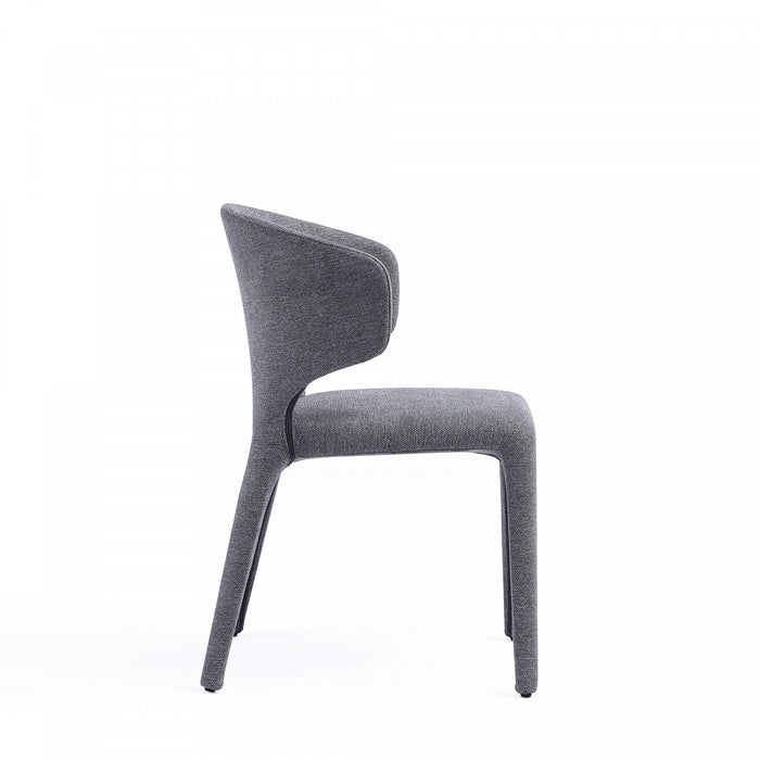 Chaise de salle a manger rembourree Conrad style milieu du siecle en gris - Lot de 4