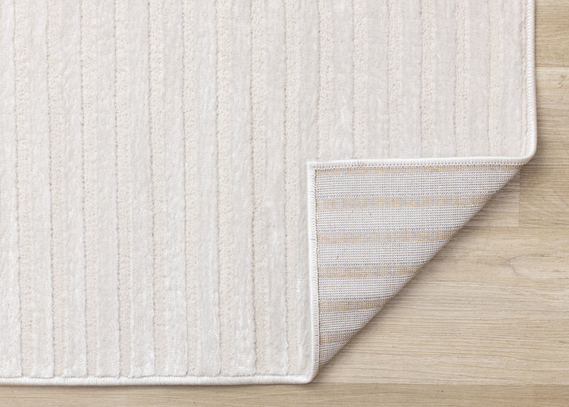 Carpette Leonardo blanche et grise à motif de rayures modernes - 7 pi 10 po x 10 pi 6 po