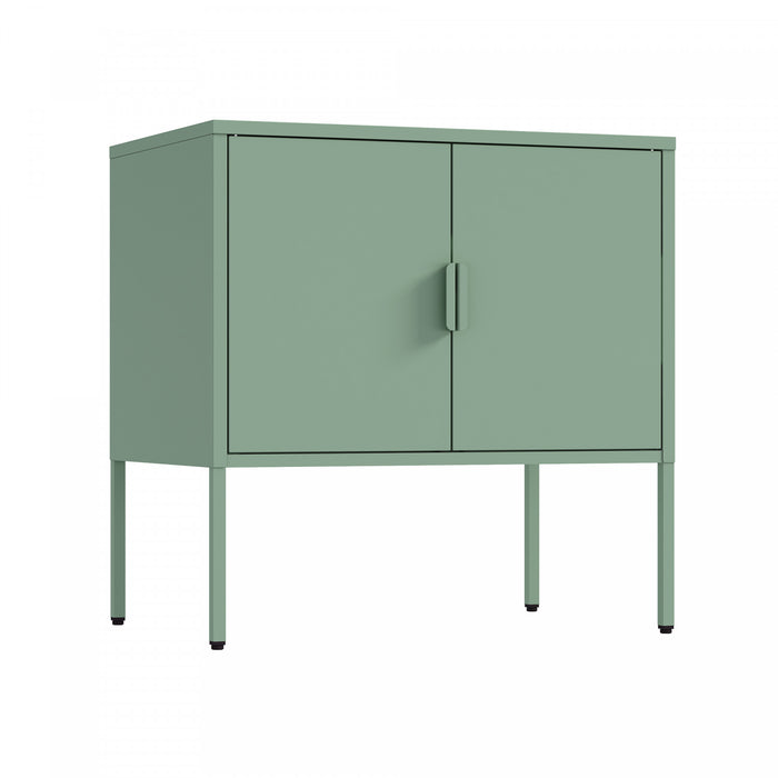 Armoire d’appoint moderne Ava 24\" en metal, vert sauge