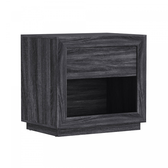Table de nuit contemporaine Soren 26\" en gris charbon (1 tiroir)
