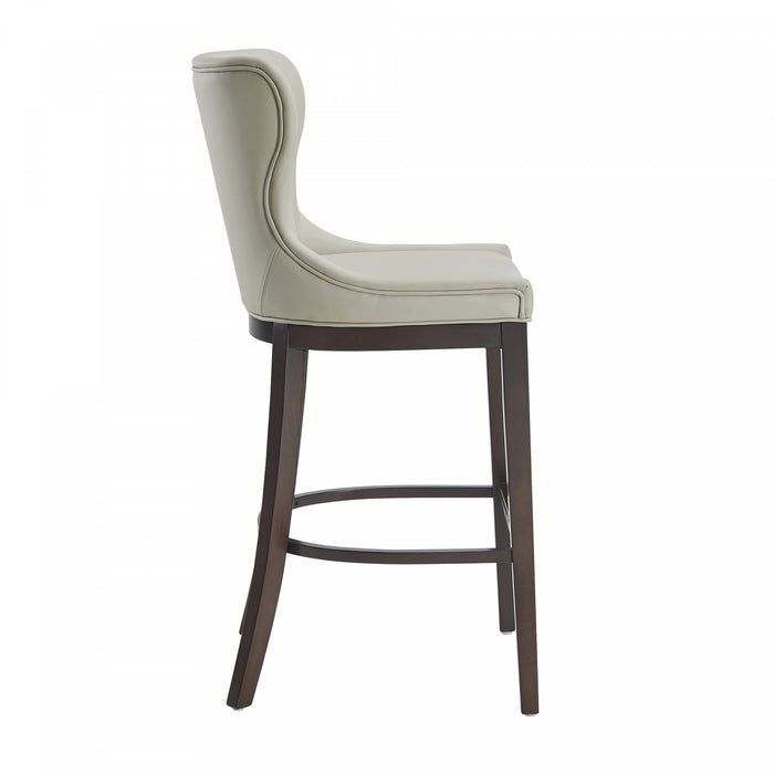 Tabouret de bar Blair moderne en bois avec revetement en tissu couleur pierre - Lot de 2