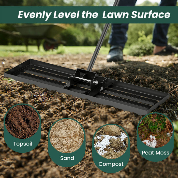 Costway Pelouse Nivellage Rake 36\" X 10\" Lourd Outil De Pelouse De Niveau Pour Jardin Arriere-cour/pelouse Noir