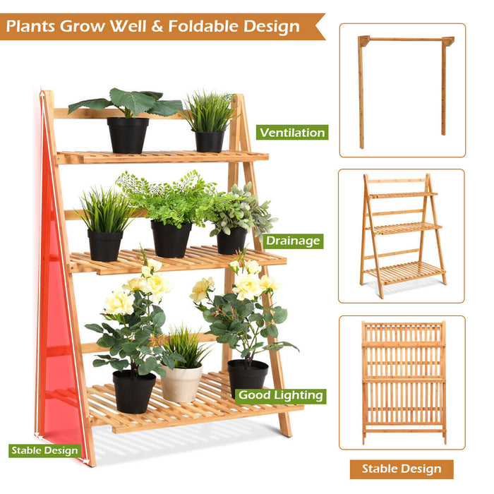 Etagere A Plantes Pliable En Bambou