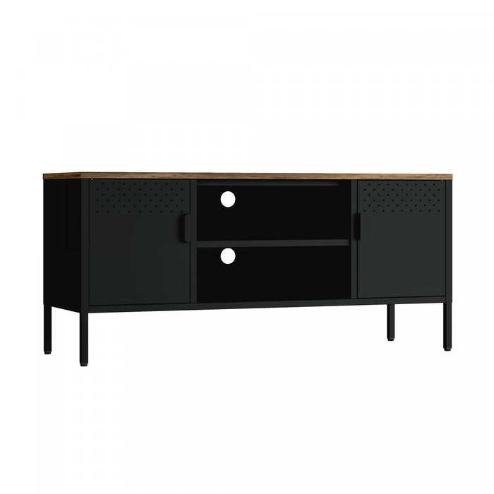 Armoire de rangement moderne Landen 47\" en metal, coloris noir