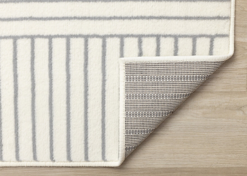 Carpette Forte blanche et grise à motif d’arches courbées pour l’intérieur - 7 pi 9 po x 10 pi 6 po