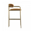 Serene Mid-Century Modern Metal Upholstered Barstool in Turmeric | Tabouret de bar en metal rembourre style mid-century moderne, coloris curcuma
