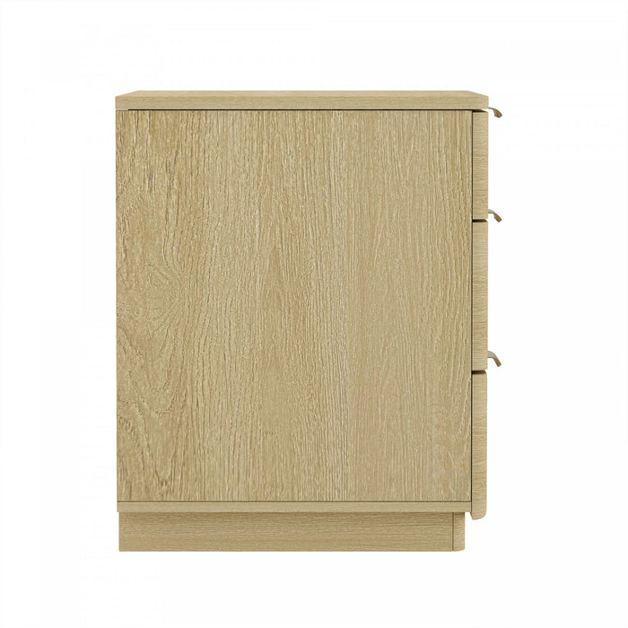 Table de nuit moderne Payton 66 cm en chene naturel (3 tiroirs)