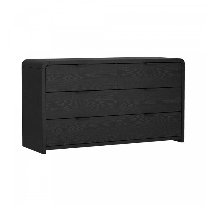 Commode moderne Grace 60\" en noir (6 tiroirs)
