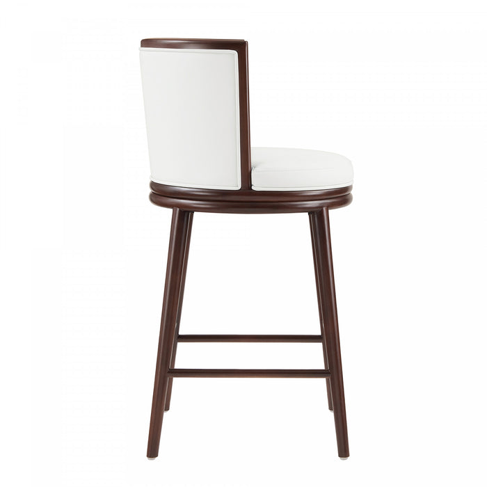 Tabouret de bar moderne en bois avec assise rembourree Evalyn, blanc