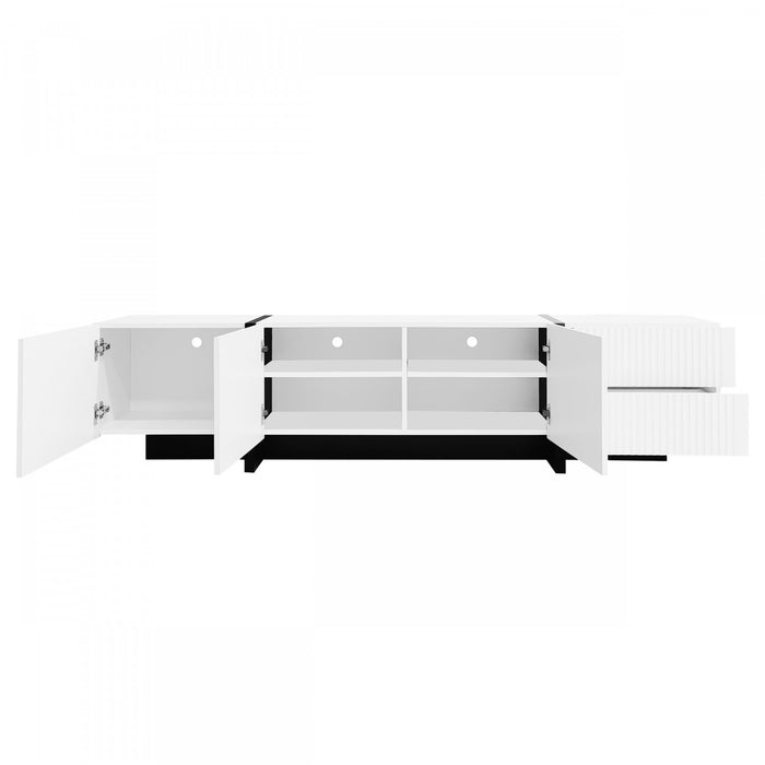 Emily 74.7\" Grand Cabinet TV de Rangement avec Portes et Tiroirs, Noir