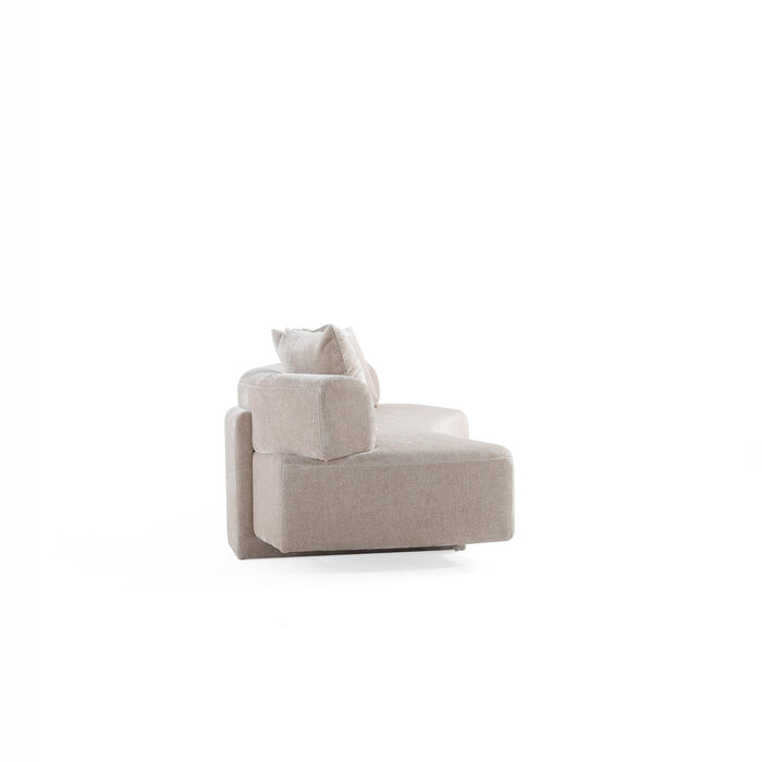 Canape en chenille beige Verandah Mid-Century Modern 112\"