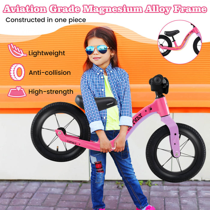 Costway 12 Pouces Magnesium Tout-petit Equilibre Velo Sans Pedale Entrainement Tout-petit Equilibre Velo Rose