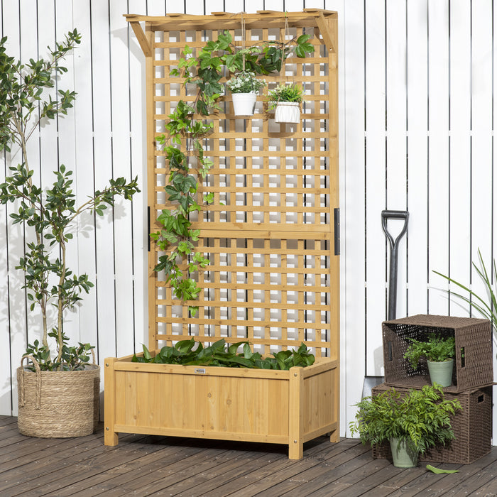 Outsunny Lit De Jardin Sureleve , Jardiniere En Bois Avec Treillis, Jardiniere Avec Ecran De Confidentialite Pour Cultiver Des Legumes, Des Herbes Et Des Fleurs Pour Le Jardin, La Terrasse, Jaune