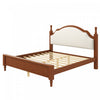 Miles Queen Size Wood Platform Bed with Curved Upholstered Headboard, Brown | Lit plateforme Miles en bois format Queen avec tete de lit rembourree incurvee, brun