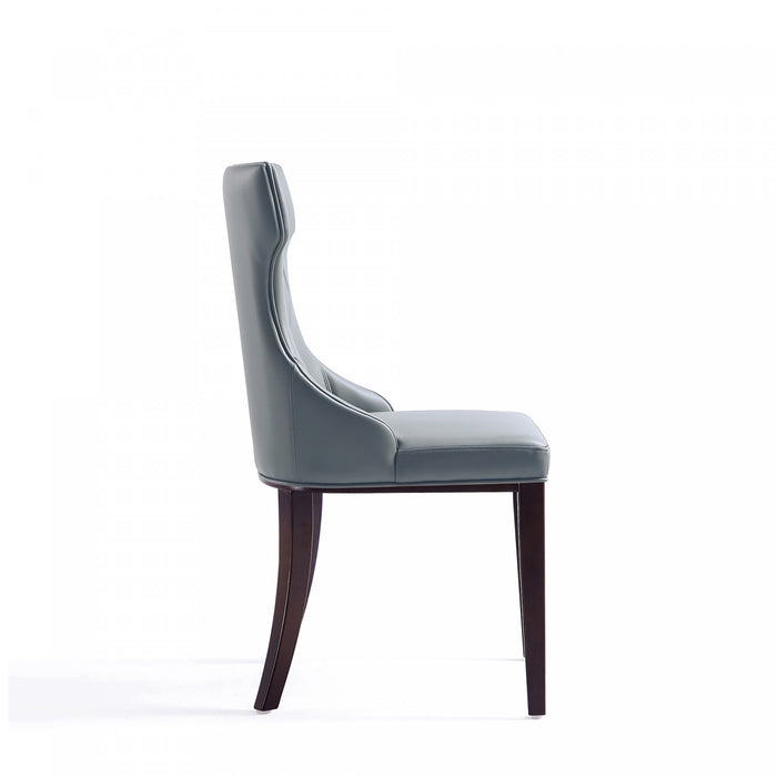 Chaise de salle a manger traditionnelle en bois Reine avec revetement en tissu gris - Lot de 4