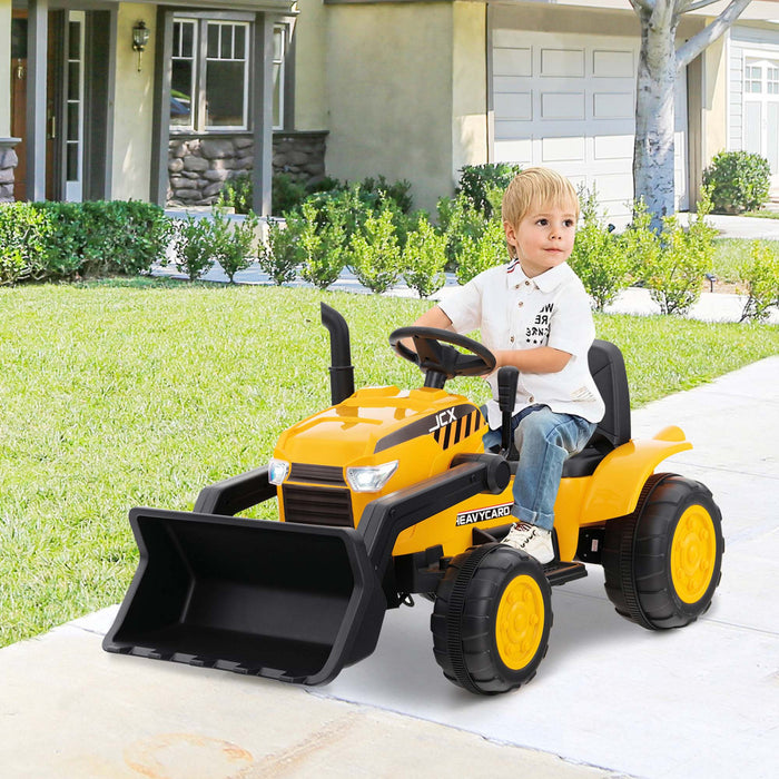 Costway Tractopelle A Pousser Pour Enfant, Tracteur Electrique Avec Bras Et Godet Flexibles & Telecommande, Tractopelle Electrique Avec Musique & Roues Antiderapantes, Cadeau Enfants De 3 -8 Ans