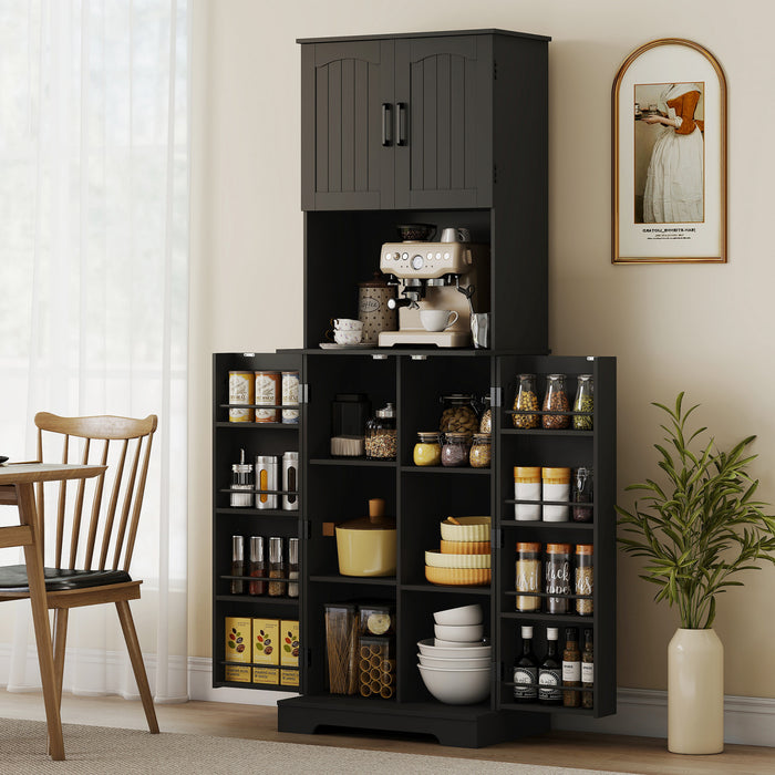 HOMCOM Armoire de garde-manger, placard de cuisine, etageres a epices, Noir