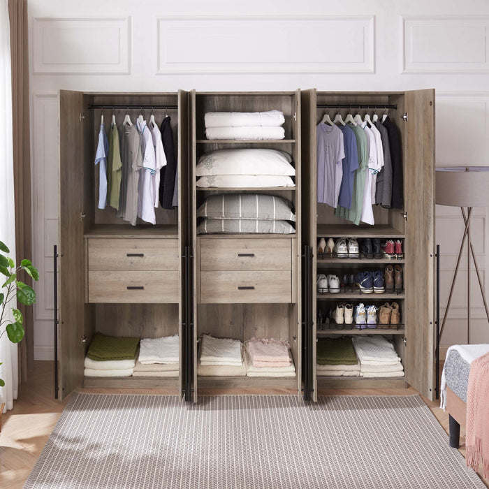 Armoire-penderie moderne Lee 3 pieces en gris rustique