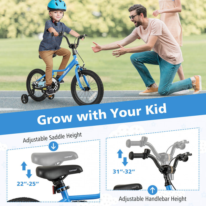 Costway 16\" Velo D'entrainement Pour Enfants Avec Roues D'entrainement Amovibles Pneumatiques Navy