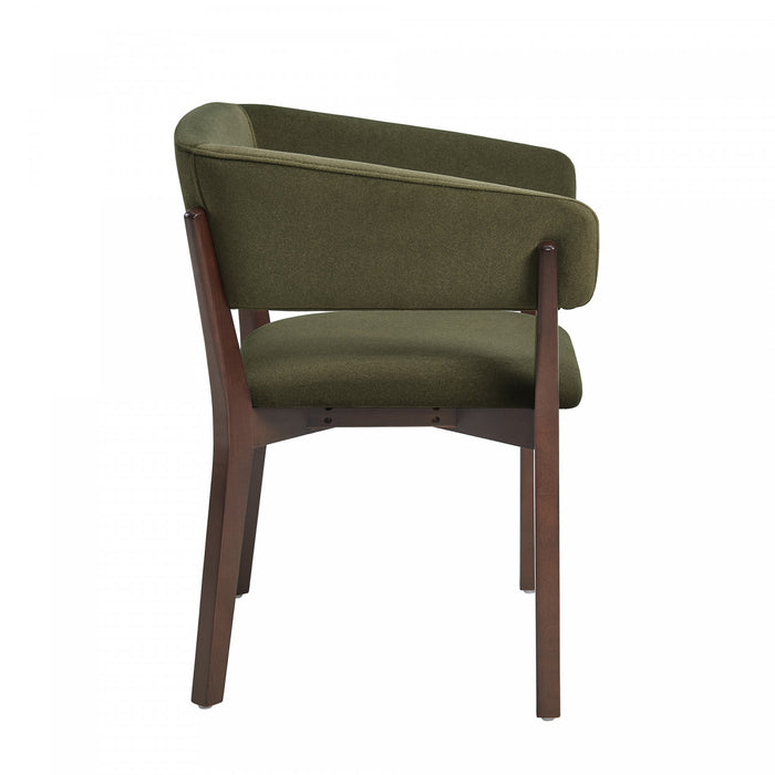 Fauteuil Blake Moderne en Fausse Laine Mohair avec Accoudoirs en Bois, Vert - Lot de 4