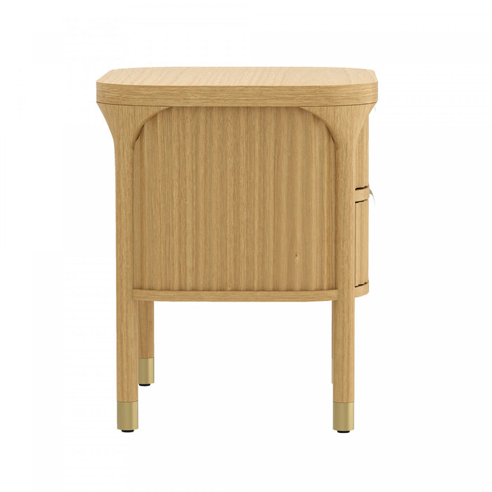 Table de nuit contemporaine Park 24\" en bois naturel (2 tiroirs)