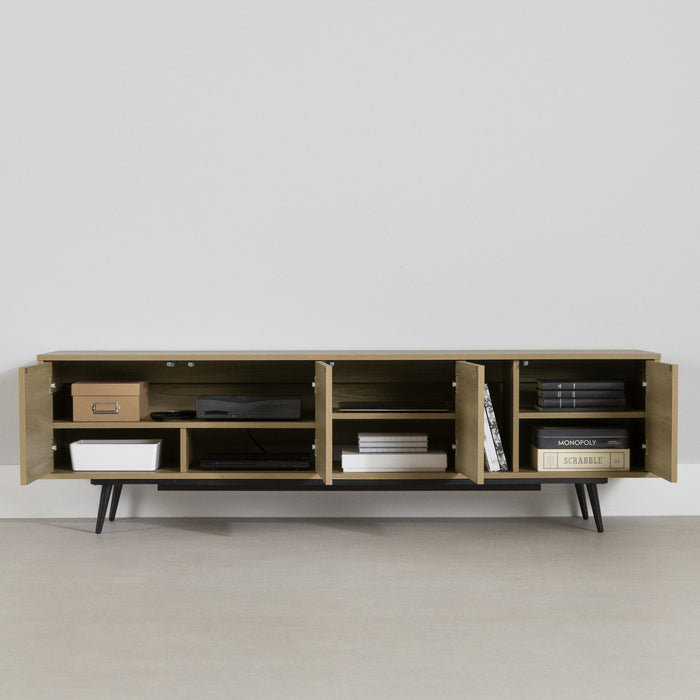 Meuble pour téléviseur Mezzy de 71 po avec portes - frêne naturel