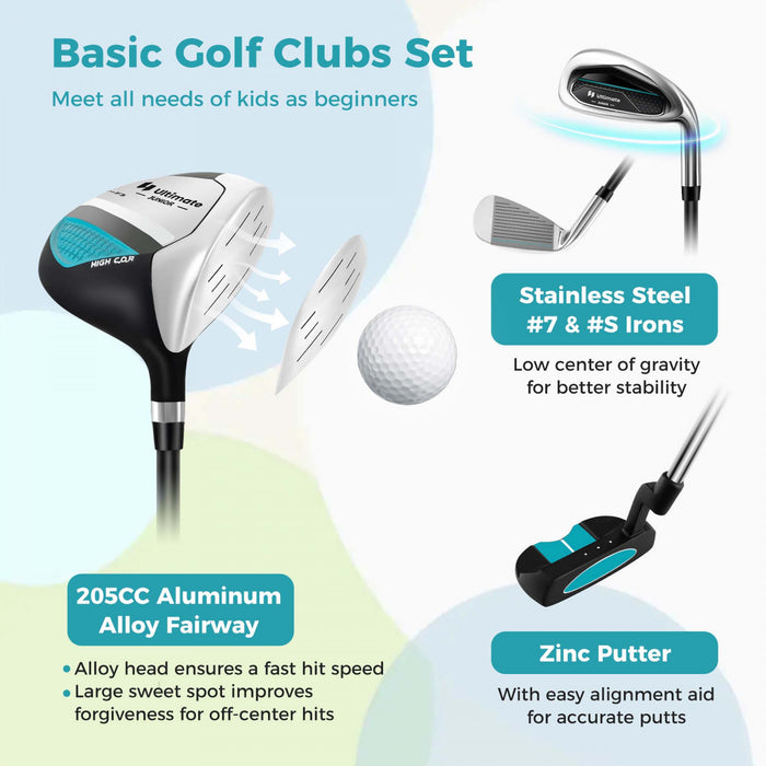 Ultimate Kids Golf Practice Set Junior Complete Golf Club Set Pour Enfants Ages De 5 A 7 Ans Bleu