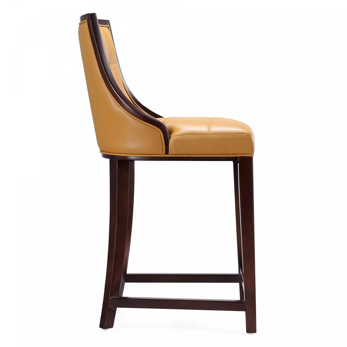 Tabouret de comptoir traditionnel en bois avec assise rembourree Camel Fifth Avenue - Lot de 3