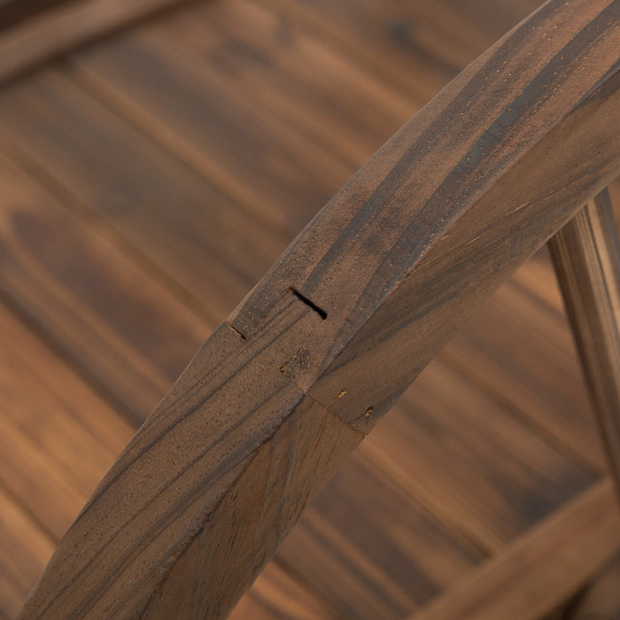 Passerelle De Finition Teintee A L'arc De Pont De Jardin En Bois De 3,3 Pi Outsunny Avec Garde-corps A Demi-roues, Bois Teinte