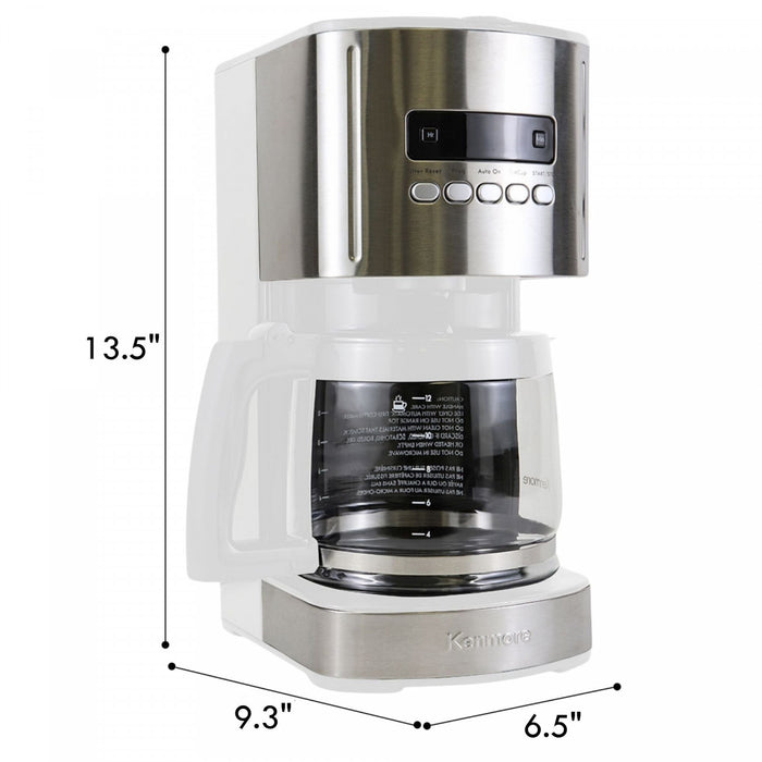 Cafetière programmable Kenmore de 12 tasses, blanche - KKCM12W