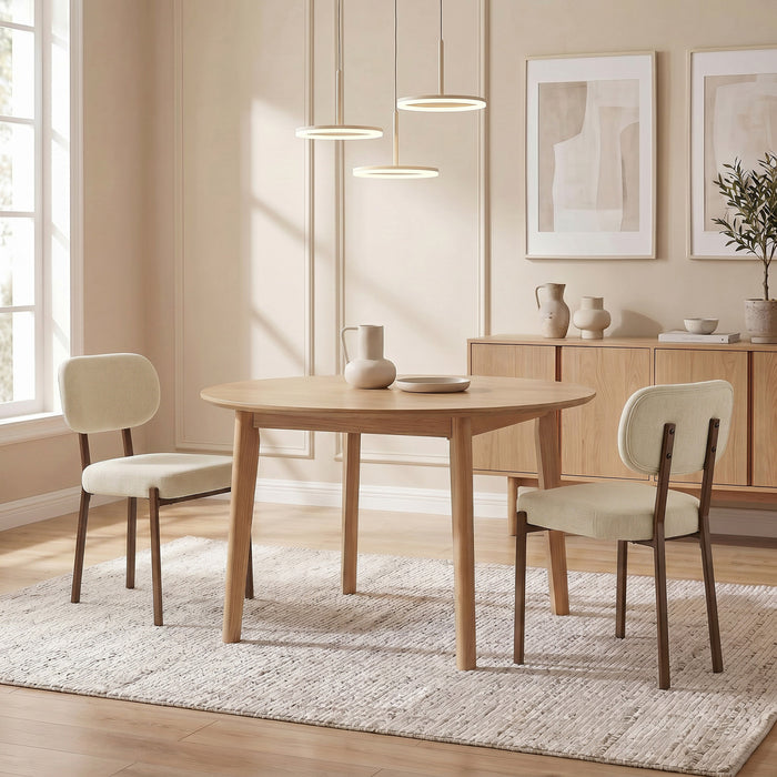 HOMCOM Chaises de Salle a Manger Rembourrees en Lin, Chaises de Cuisine, Beige