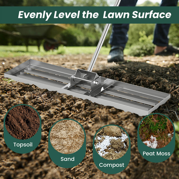 Costway Pelouse Nivelage Rake 36 \"x 10\" Outil De Pelouse De Niveau Pour Jardin Arriere-cour/pelouse Argent