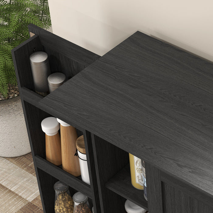 HOMCOM Meuble de rangement de cuisine de 70\" de haut avec etageres, noir