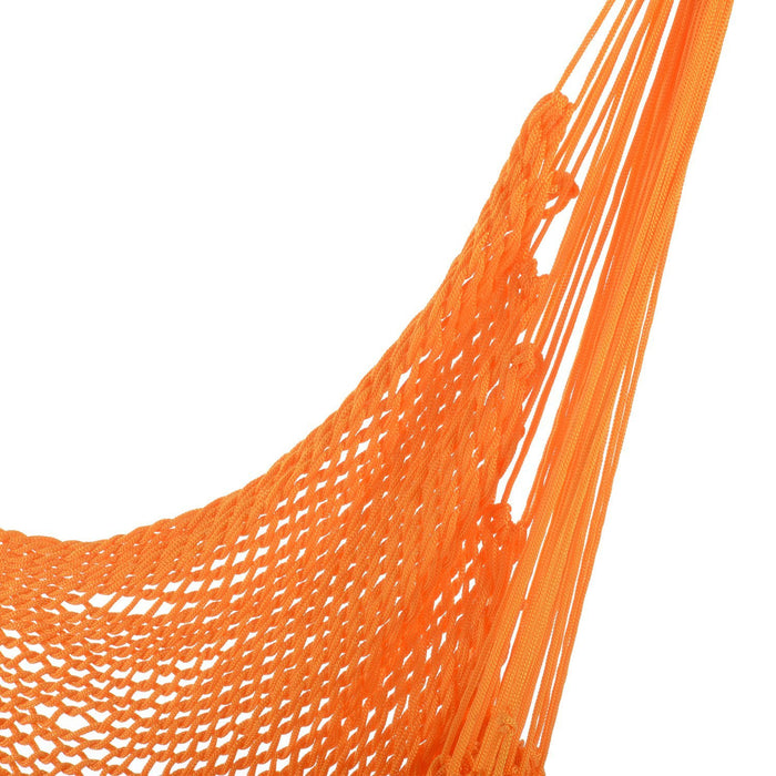 Outsunny Portable Suspendu Tisse Hamac Siege Corde Balancoire Chaise Lit De Couchage Pour Exterieur Jardin Cour Camping (orange, Nylon)