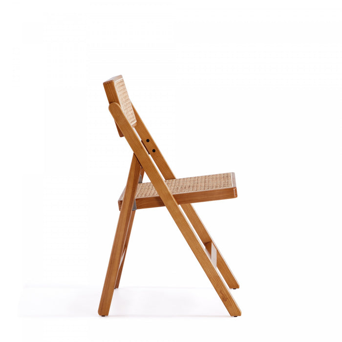 Chaise pliante en bois style industriel Pullman, coloris naturel - Lot de 4