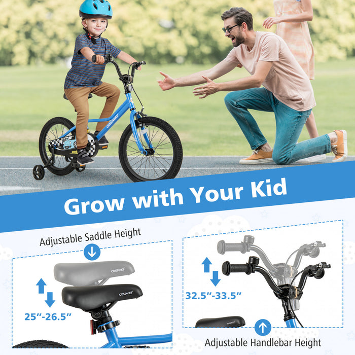 Costway 18\" Velo D'entrainement Pour Enfants Avec Roues D'entrainement Amovibles Pneumatiques Navy