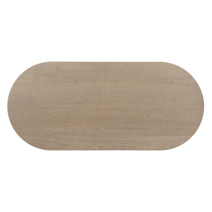 Madison Table a manger ovale en bois massif avec double pietement, bois clair naturel