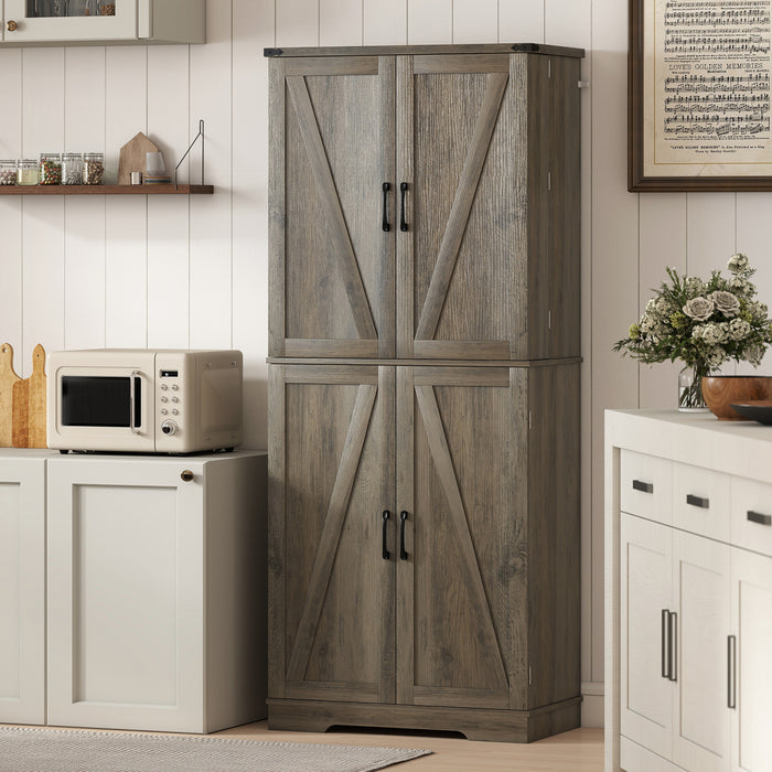 HOMCOM Meuble de rangement de cuisine 72 po, style campagnard, Gris