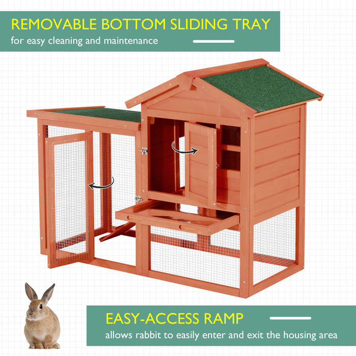 Pawhut 121,9 X 61 X 91,4 Cm De Luxe Clapier Etanche En Bois Pour Lapin Cage Pour Petits Animaux Avec Echelle Et Enclos
