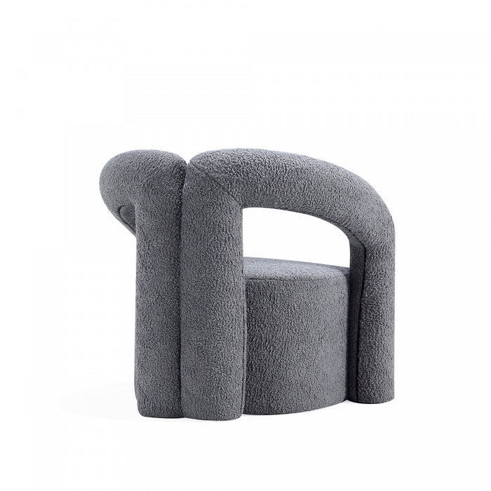 Fauteuil lounge Darian moderne en boucle gris - Lot de 2